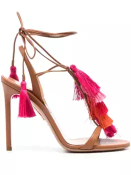 Босоножки Capri 105 с кисточками Aquazzura, коричневый