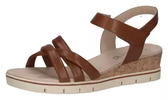 Босоножки Caprice на танкетке, летняя обувь, босоножки, танкетка, с застежкой-липучкой, цвет Cognac