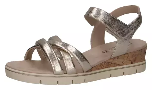 Босоножки Caprice на танкетке, летняя обувь, босоножки, танкетка, с застежкой-липучкой, цвет Platinfarben