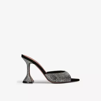 Босоножки Caroline на каблуке из замши, украшенные кристаллами Amina Muaddi, черный