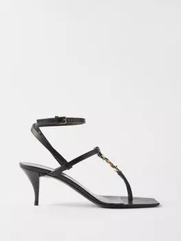 Босоножки cassandra 60 ysl с металлической пластинкой Saint Laurent, черный