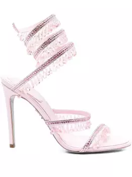 Босоножки Chandelier 110 с кристаллами Ren Caovilla, розовый