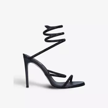 Босоножки cleo на каблуке из кожи с кристаллами Rene Caovilla, черный