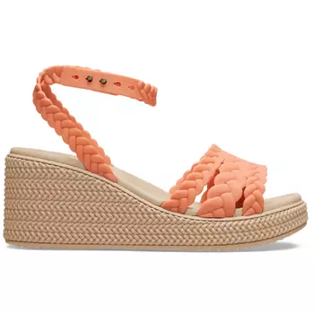 Босоножки Crocs Brooklyn Woven Ankle Strap Wedge, коричневый/персиковый