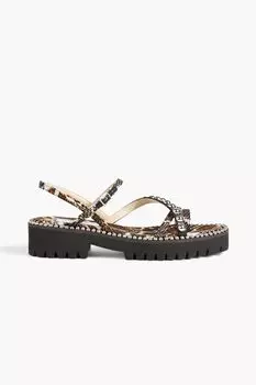 Босоножки Desi из парусины со змеиным принтом и заклепками JIMMY CHOO, черный