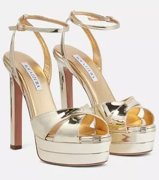 Босоножки Divine 130 на металлизированной платформе Aquazzura, золотой