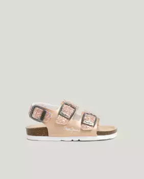 Босоножки для девочек с блестящими деталями Pepe Jeans, цвет Rosa