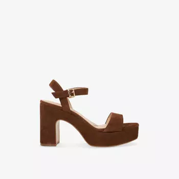 Босоножки Dune на квадратном каблуке замшевые, коричневый