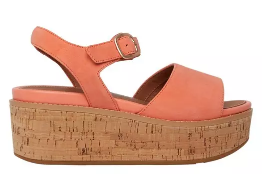Босоножки Eloise на танкетке с пробковым запахом Fitflop, коралл