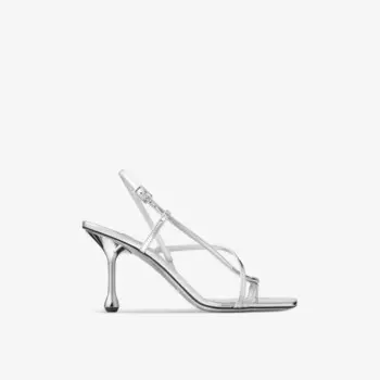 Босоножки Etana 80 из кожи на каблуке Jimmy Choo, серебряный