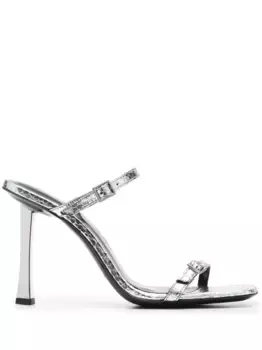 Босоножки Flick 90 с эффектом металлик BY FAR, серебяный