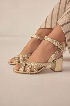 Босоножки Forever Comfort на блочном каблуке с плетеной косой Next, желтый