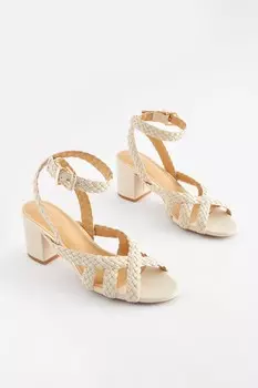 Босоножки Forever Comfort на блочном каблуке с плетеной косой Next, мультиколор