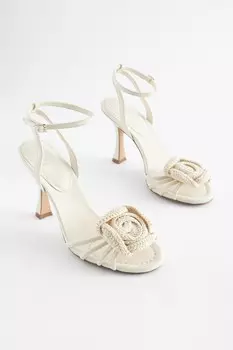 Босоножки Forever Comfort на каблуке-корсаже Next, бежевый