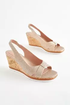 Босоножки Forever Comfort на пробковой танкетке с бантом Next, мультиколор