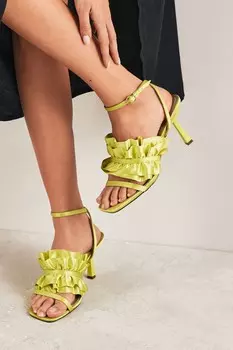 Босоножки Forever Comfort на высоком каблуке с рюшами Next, зеленый