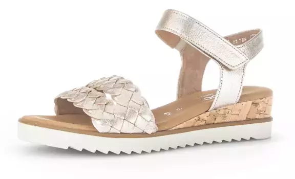 Босоножки Gabor "GENUA", летняя обувь, босоножки, танкетка, на липучке, ширина G, цвет Goldfarben