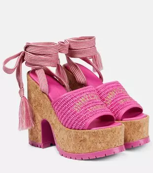 Босоножки Gal на платформе из рафии на танкетке Jimmy Choo, розовый