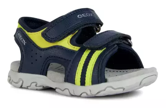 Босоножки Geox "B SANDAL FLAFFEE BOY", летняя обувь, туфли на липучке, сандалии, с текстильным ремешком неонового цвета, желтый