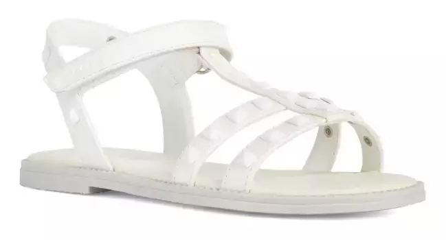 Босоножки Geox "J SANDAL KARLY GIRL", летняя обувь, туфли на липучке, сандалии, с цветочной аппликацией, белый