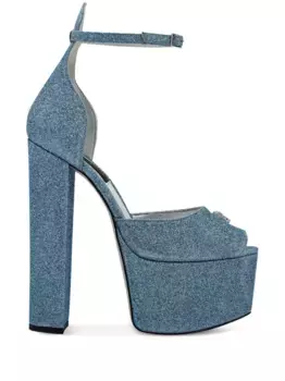 Босоножки Glitter 120 на платформе Philipp Plein, синий