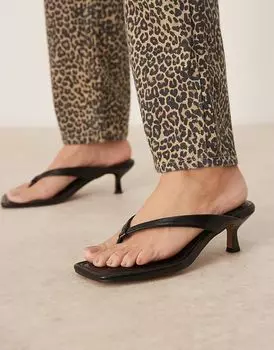 Босоножки Hawaii Toe на каблуке-рюмочке черного цвета ASOS DESIGN