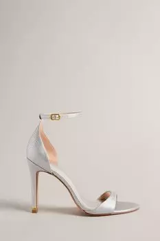 Босоножки Helmiam серебристого цвета с ремешком на щиколотке каблук высотой 103 мм Ted Baker, серебряный