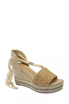 Босоножки Hesian на танкетке с завязками Ravel, бежевый