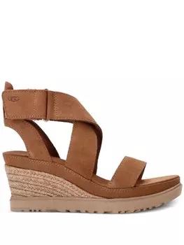 Босоножки Ileana Ankle 75 на танкетке UGG, коричневый