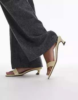 Босоножки Inga с квадратным носком и средним каблуком бледно-желтого цвета Topshop