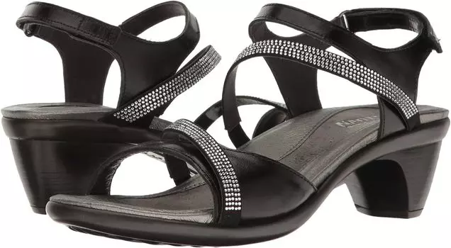 Босоножки Innovate Naot, цвет Black Madras Leather/Black Microfiber/Clear Rhinestones