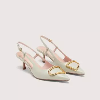 Босоножки из гладкой кожи на каблуке Coccinelle HIMMA SMOOTH, зеленый