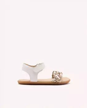 Босоножки из кожи для девочки с плетением Gioseppo, белый