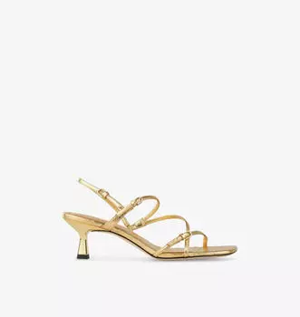 Босоножки из кожи на каблуке Strappy 65 Sandro, цвет naturels