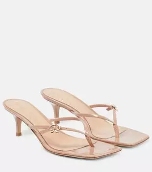 Босоножки из лакированной кожи с ремешками Gianvito Rossi, бежевый