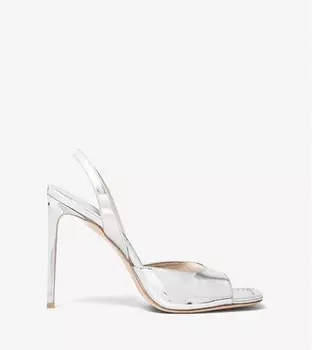 Босоножки из металлизированной кожи Michael Kors Marisa Metallic Leather, серебро