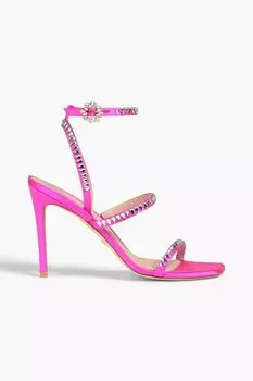 Босоножки из неонового атласа Gemcut 100 с кристаллами STUART WEITZMAN, розовый