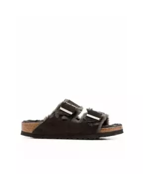 Сандалии на меху Birkenstock Arizona Shearling Suede Leather, темно-коричневый