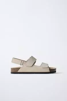 Босоножки из расщепленной замши ZARA, цвет Sand Brown