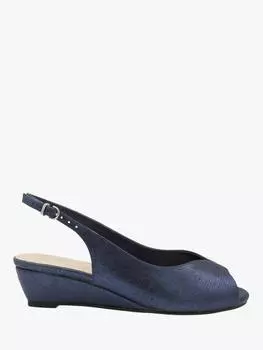 Босоножки janine с широкой посадкой на низкой танкетке с откидной спинкой Paradox London, темно-синий