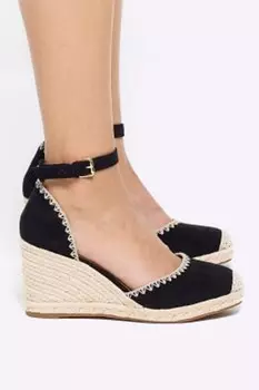Босоножки-Эспадрилья на танкетке River Island, черный