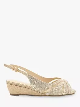 Босоножки Jocelyn на танкетке с блестками широкого кроя Paradox London, шампанское