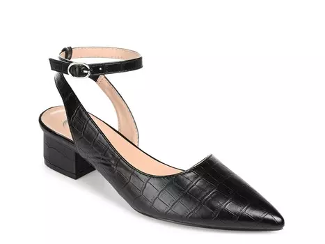 Босоножки Journee Collection Keefa на низком каблуке с ремешком, черный