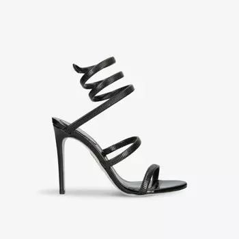 Босоножки Juniper 105 из кожи на каблуке с витыми ремешками Rene Caovilla, черный