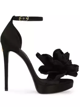Босоножки Keira 105 с цветочной аппликацией DOLCE & GABBANA, черный