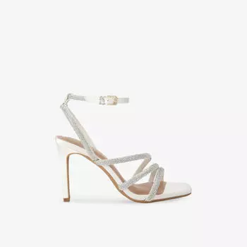 Босоножки Kg Kurt Geiger на каблуке с отделкой из страз, белый