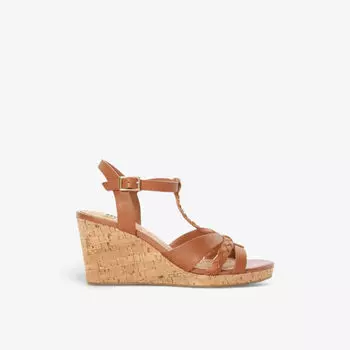 Босоножки koali на пробковой танкетке с плетеной отделкой Dune, коричневый