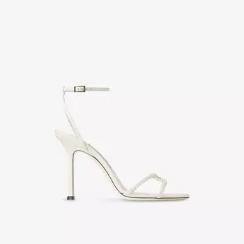 Босоножки кожаные Jimmy Choo Leo 100 на каблуке, светло-кофейный