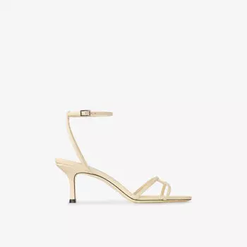 Босоножки кожаные Jimmy Choo Leo 65 на каблуке, кремово-молочный
