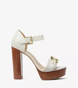 Босоножки кожаные на платформе с логотипом Michael Michael Kors Rory, белый